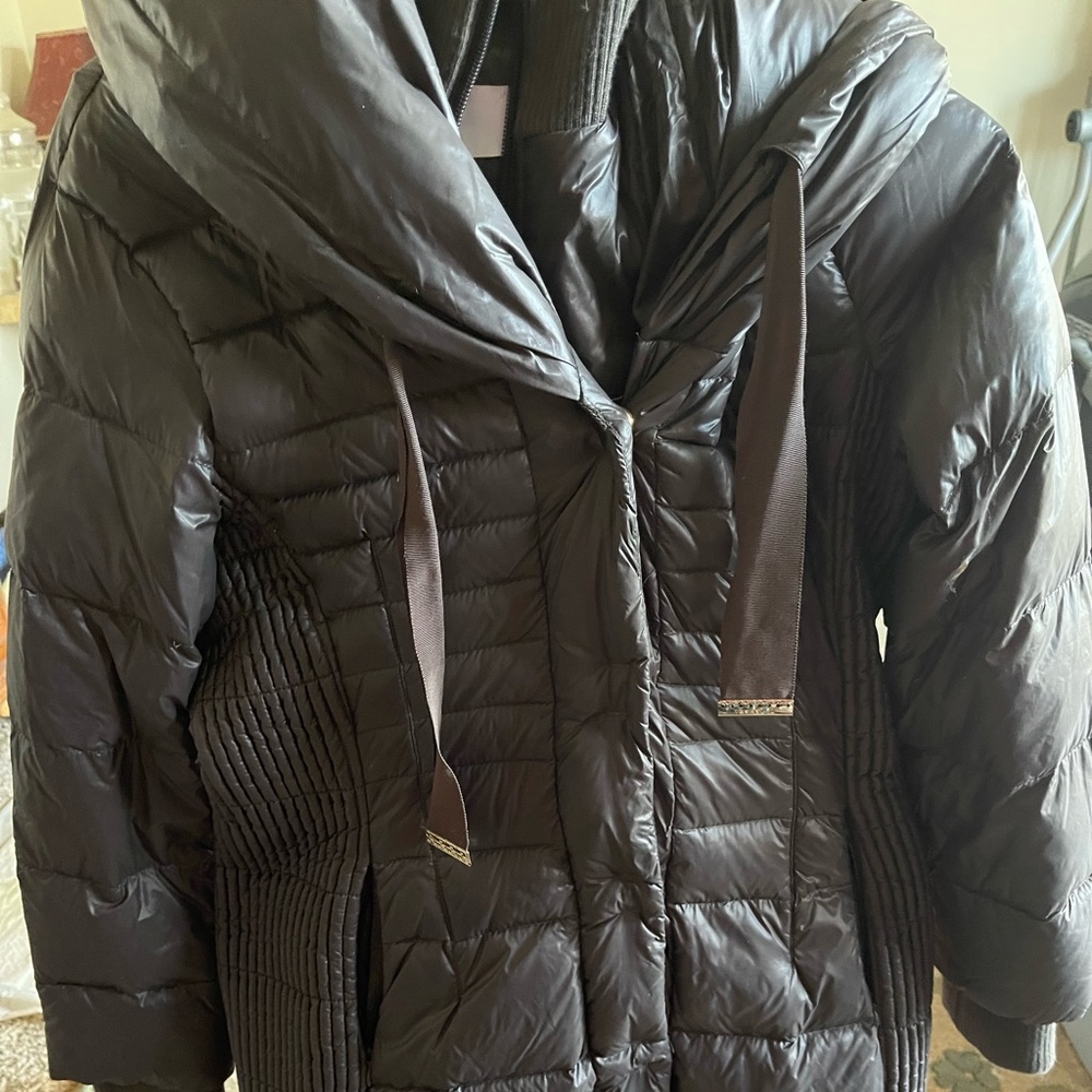 Cute Tahari Winter Down Washable Coat Women Ladies Size Small Taupe/Gray